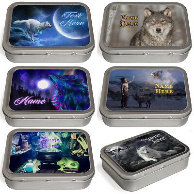 Personalised Tobacco Tin Wolf 2oz Baccy Fathers Day Cigarette Birthday Gift 