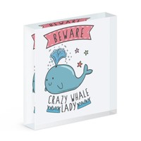 Beware VerrüCkte Wal Damen Acryl Foto Block Rahmen Lustig