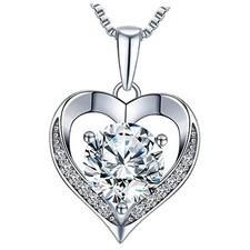 Heart Pendant Necklace Gifts for Wife, Engraved 'I LOVE YOU' Gift 3.0 carats