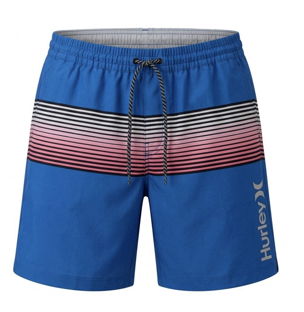 Hurley Men's Large Blue Stripe Swim Trunks Board Shorts Beach Surf