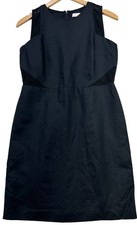 Ann Taylor Loft Womens Linen Mini Sheath Dress Sleeveless Back Zip Size 6P Black