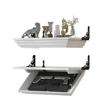 24''L x 13''W x 4''D Gun Rack with Magnetic Lock, Solid Wood Compact Gun Shel...