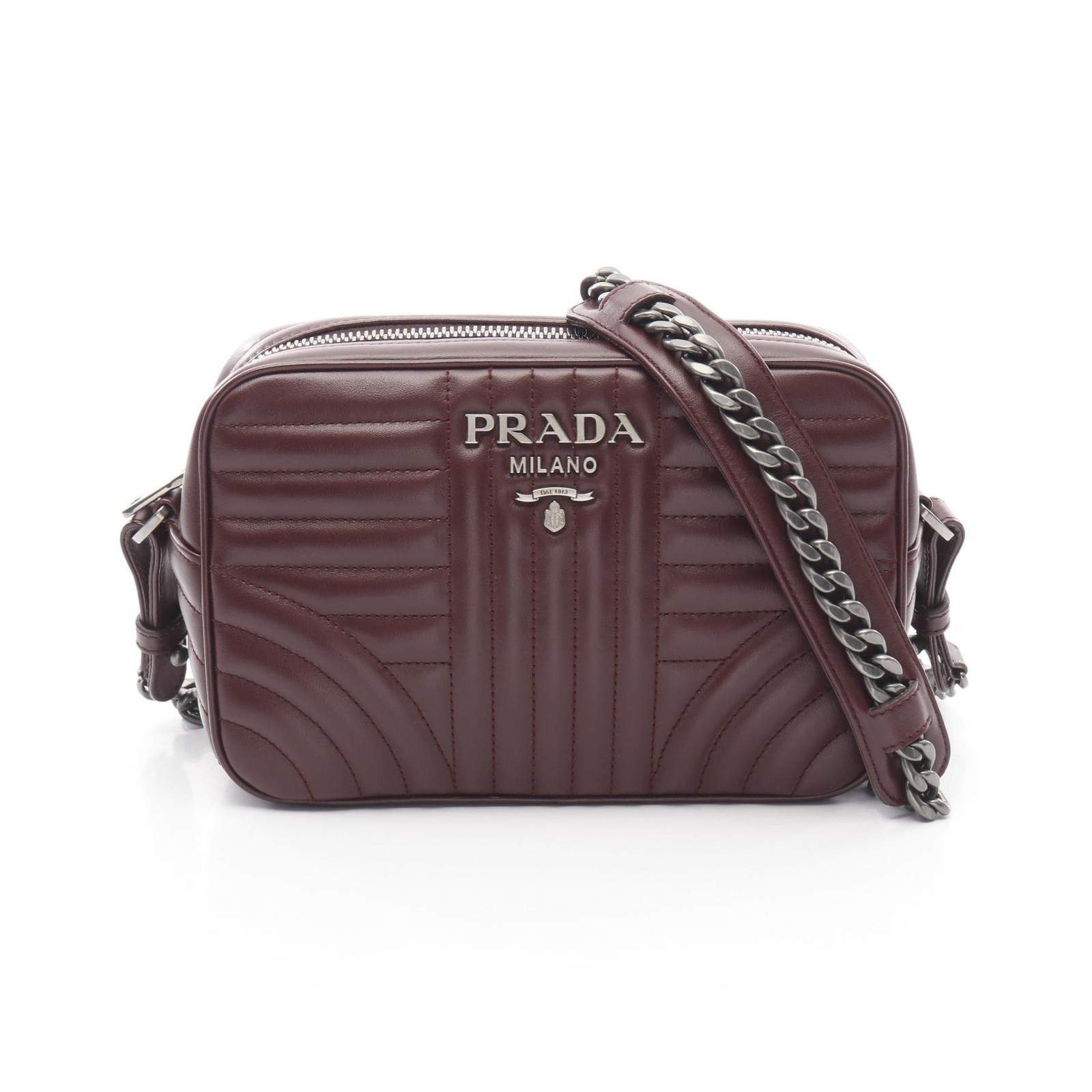 Prada Diagram Leather Crossbody Bag in Bordeaux for Women