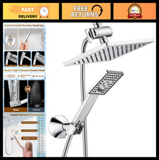 High Pressure 8" Rain Shower Head Combo with Handheld Spray 60" Hose, Chrome