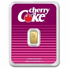 Cherry Coke - 1 gram BAR .9999 Fine Gold Bar Pamp Suisse COA  - In Stock