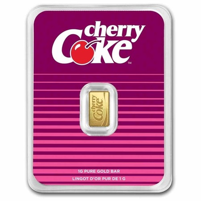 #ad Cherry Coke 1 gram BAR .9999 Fine Gold Bar Pamp Suisse COA In Stock $239.95