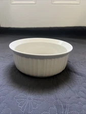 Ceramic Ramekin Baking Dish or Souffle Ribbed White Bowl 8” Corningware Inspired