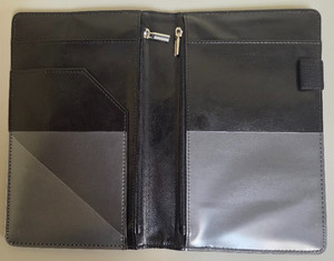 Black Leather Server Book with Zipper Pockets, Waitress / Waiter / Bartender