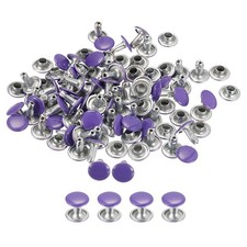100 Sets Leather Rivets, 8mm Double Cap Rivets 8.5mm Height Studs, Purple