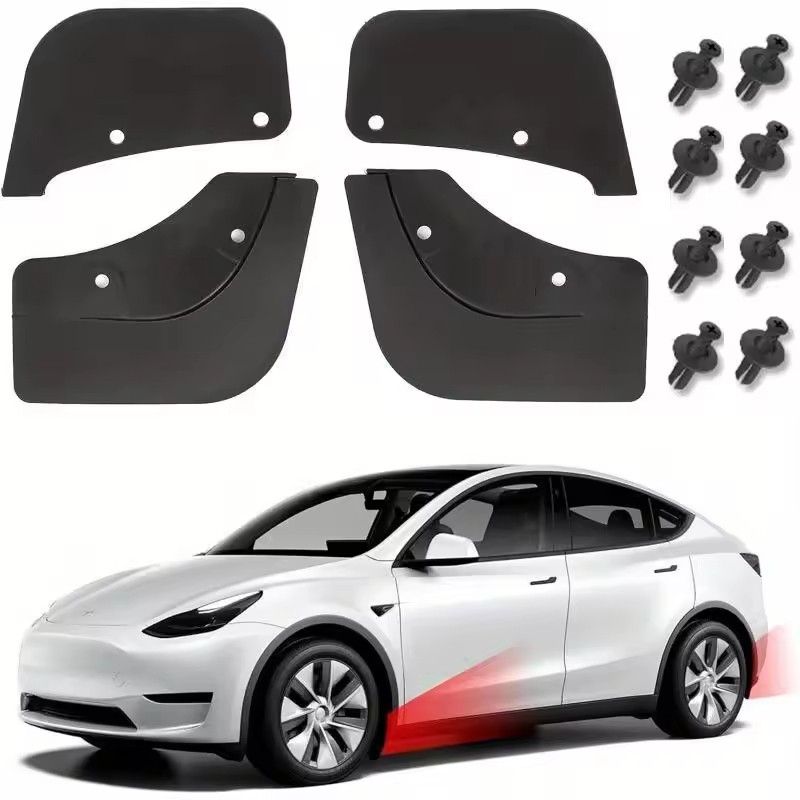 4-PieceTPE Mud Flaps Splash Guards Black Set Tesla Model 3/Y