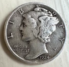 1924 MERCURY SILVER DIME GREAT DETAIL HIGH  GRADE NICE COIN HARD DATE TO FIND