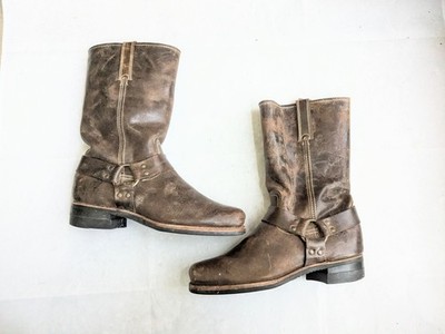 Frye Harness Boots Brown Leather Men 12 M Buckle Rubber USA