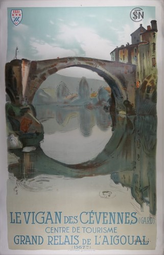 Louis Agricol Montagné (1879-1960) Le Vigan des Cévennes (Gard), entoilée - Picture 1 of 5