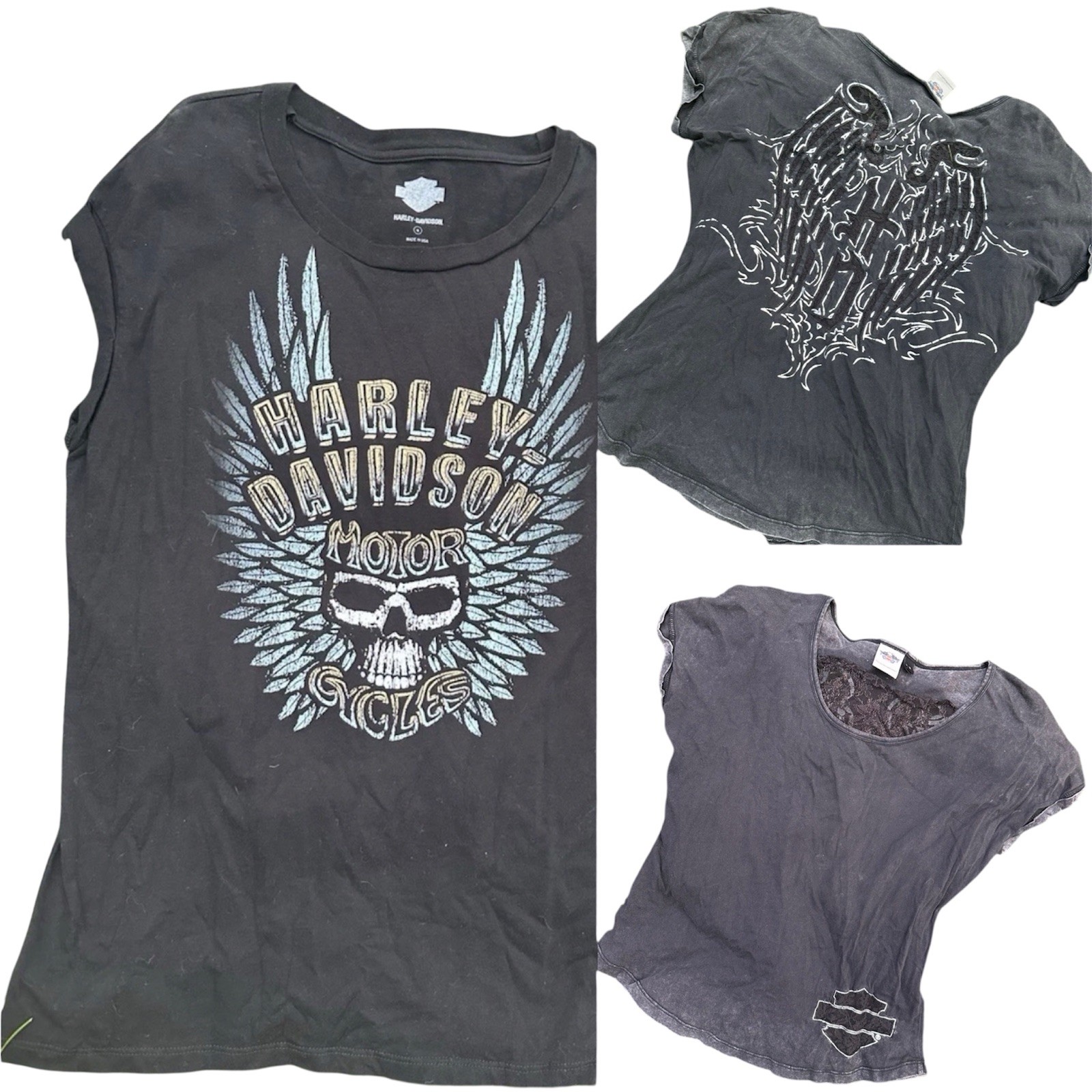 Lot/2 Harley-Davidson Women's Tank Top Black Medium Comfort Motorcycle Shirts