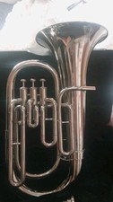 EUPHONIUM HORN 3 VALVE PURE BRASS METAL IN GOLD POLISH CUSHION CASE FREE SHIP