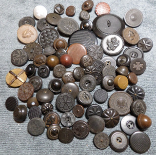 80 Antique Goodyear Rubber 1851 Picture Buttons Civil War Period