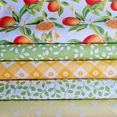 Stoffpaket 4-5  St.  40 x 50 cm Patchworkstoffe Obst 100% BW Reste