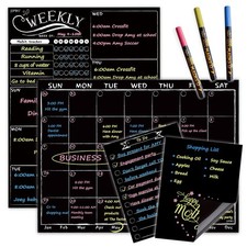 Magnetic Chalkboard Monthly Calendar - Weekly Planner Blackboard Combo Set w/...