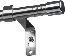 Adjustable Curtain Pole Silver 76–198cm Stainless Steel Rod with Finials