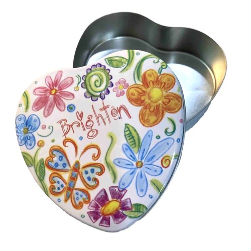 Brighton Heart Shaped Tin Jewelry Keepsake Gift Box Collectible Metal Container - Picture 1 of 8