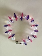 Pink Purple Heart Shaped Crystal Stylish Brac...