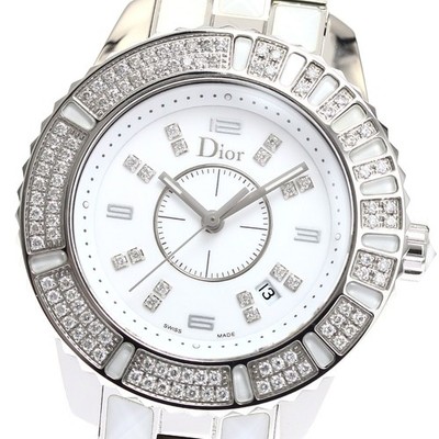 クリスチャンディオール Dior crystal CD113118 Diamond Bezel white Dial Quartz Ladies