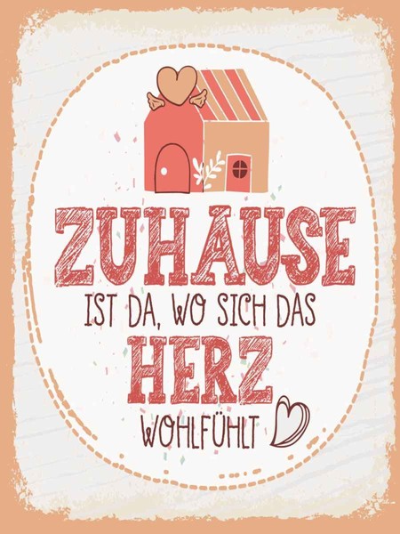 Holzschild 40X30 Cm Zuhause Da Wo Herz WohlfüHlt Spruch Zitat Deko Geschenk Holz-image