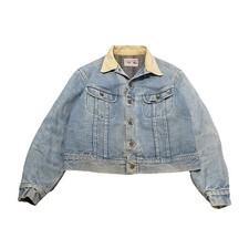 Vintage Lee Storm Rider Made In USA Denim Jean Jacket 46R Large L Blanket Lined