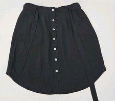 Loft Womens XS Skirt Black Belted Elastic Waist Pockets Classy Skirt