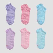 Hanes Premium Girls' 6pk No Show Socks - Colors May Vary L
