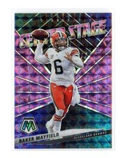 Baker Mayfield 2021 Panini Mosaic Center Stage Purple Prizm 01/49 