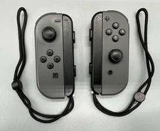 OEM Pair Nintendo Switch Joy-Con BLACK Set Controllers Left Right + GRIPS