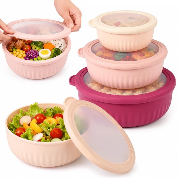 SalatschüSsel Set RüHrschüSsel Bpa-Frei Mikrowellen Gefrierfest 4 StüCk 2,2L-image