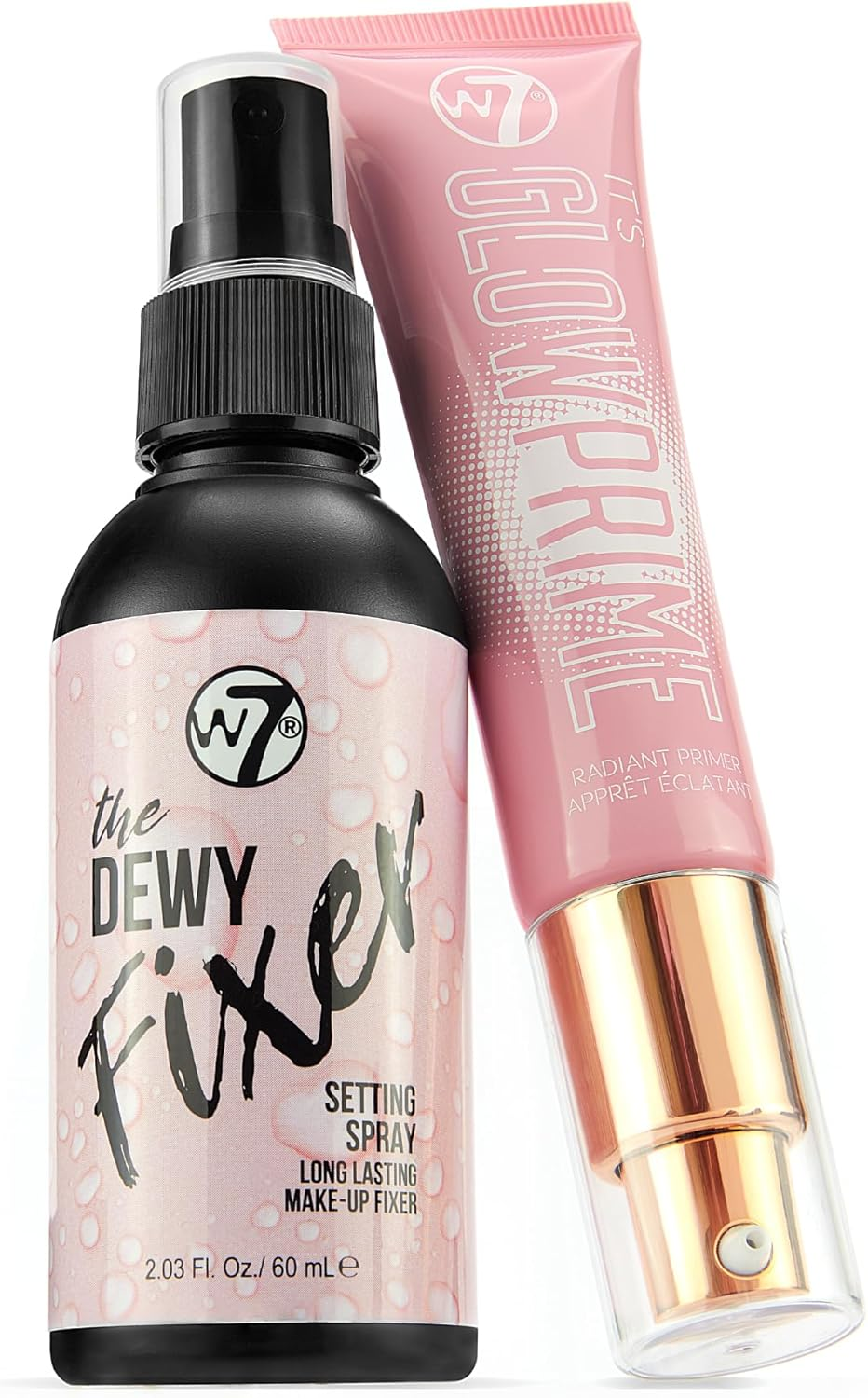 W7 The Fixer Glow Set Primer & Setting Spray Duo Radiant Dewy Finish Makeup