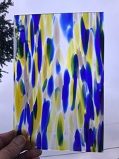 Blue,Yellow,White,Clear Spirit Stained Glass Sheet Approx:6"x9" Fusable96 VTG
