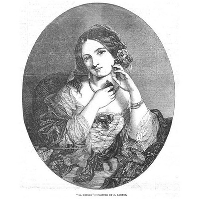 CHARLES BAXTER La Pensee - antiker Druck 1854