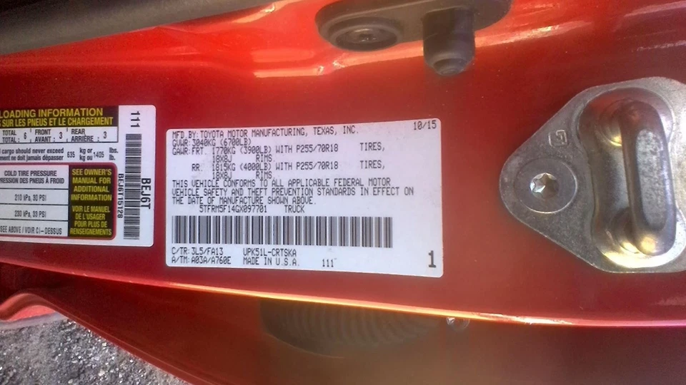 Parasol izquierdo usado se adapta a: Toyota Tundra 2016 sin iluminación 4x2 izquierdo grado A Foto 4 de 4