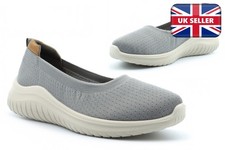 Boulevard Womens Pumps Girls Pumps Memory Foam Slip On Trainers Lightweight Grey