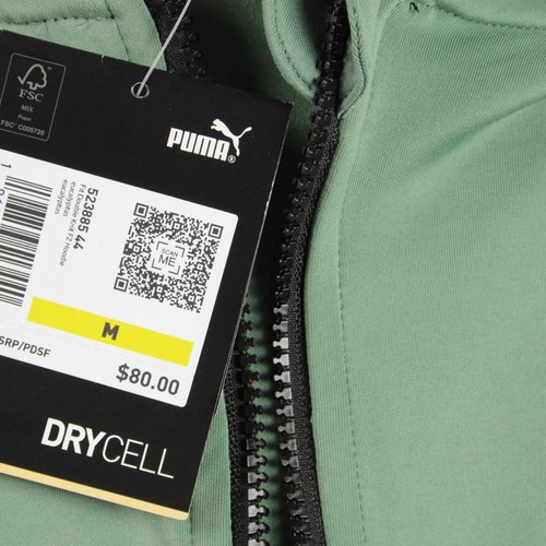 PUMA Hoodie Jacket Mens M Green DryCELL Full Zip Training Athletic Knit $80 NEW - Picture 12 of 12