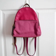 Fossil Felicity Leather Mini Backpack Purse Magenta Pink Snake Embossed