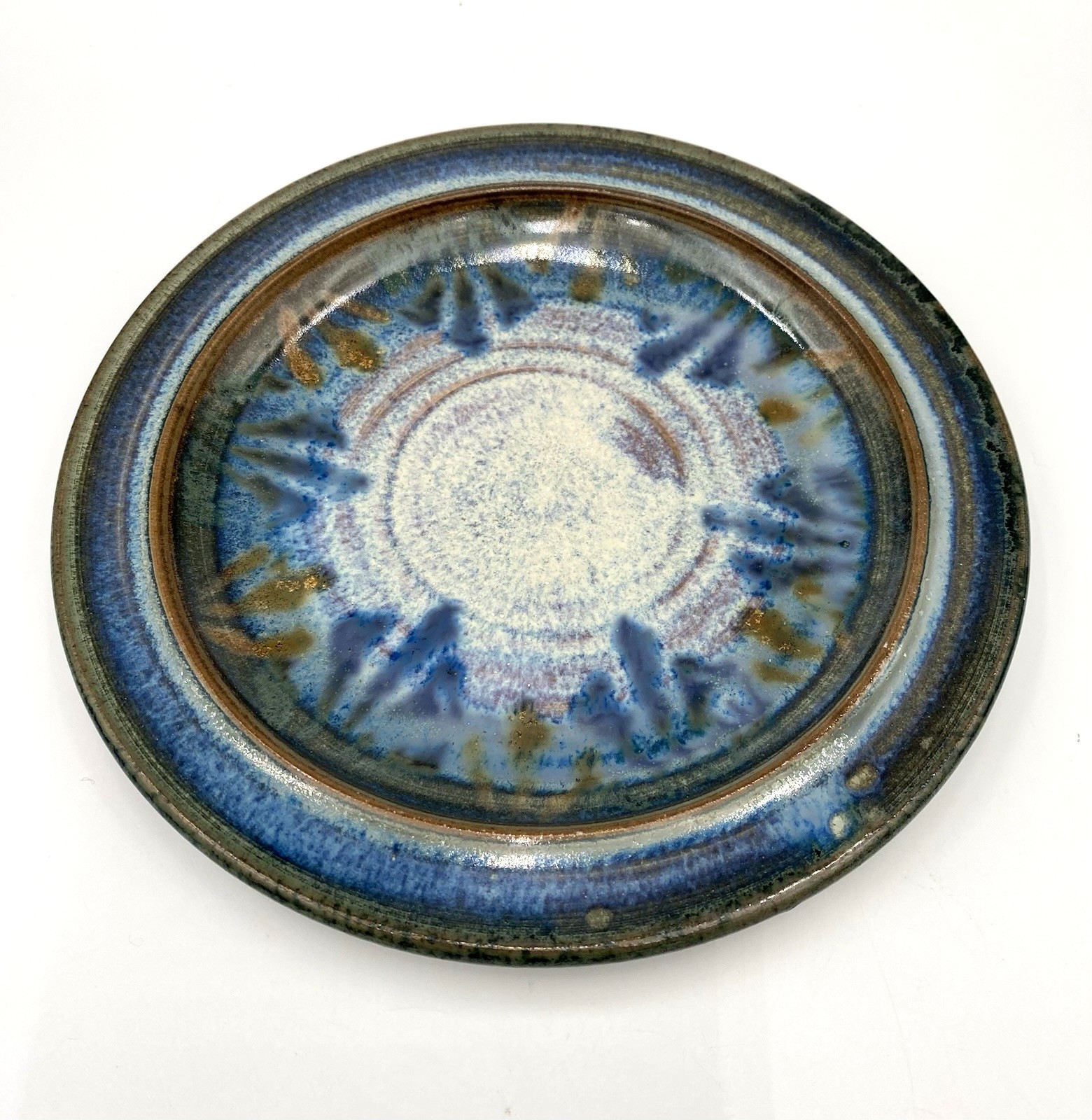 Studio Pottery Rimmed Stoneware Plate, 6.2