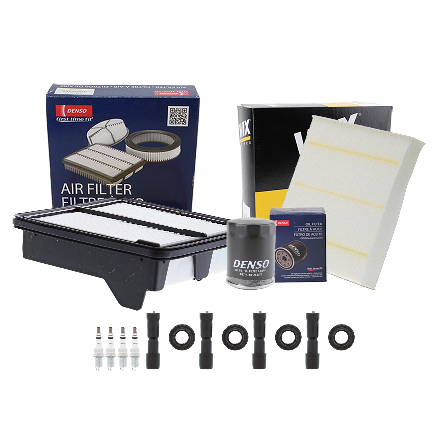 Denso Tune Up Kit NGK 4 Spark Plugs  Boots Kit for Honda Fit 1.5L L4 GAS L15A7