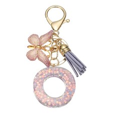 Alphabet O Tassel Butterfly Initial Letter Keychain Purple, Pack of 1 