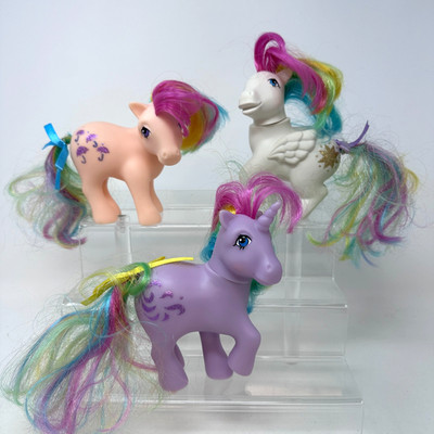 My Little Pony Figures Lot of 3 G1 Parasol Windy Horse Hasbro 35th Anniversary