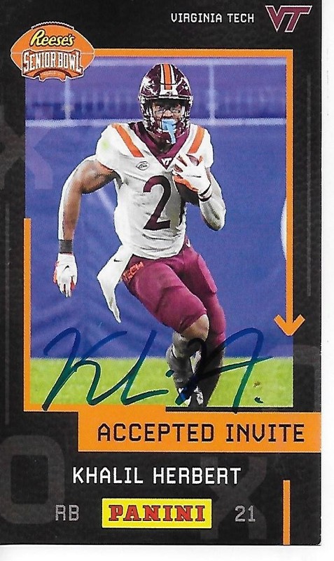 2021 SENIOR BOWL VIRGINIA TECH KHALIL HERBERT CINCINNATI BENGALS ROOKIE AUTO