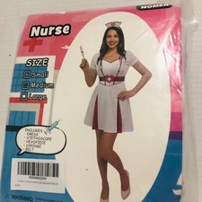 Women s Size Medium Nurse Costume Set Outfit With Belt Headband Stethoscope Prop