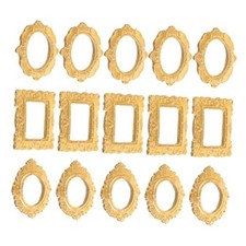 15pcs Mini Gold Picture Frames - Resin DIY Dollhouse Decor Tiny Vintage Photo