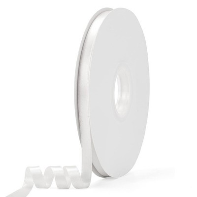 White Double Faced Satin Ribbon 1/4 Inch x 50 Yards Solid Color Fabric Gift