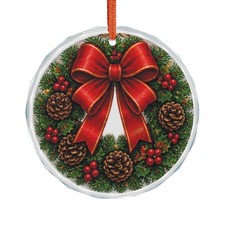 Christmas Wreath Crystal Glass Ornament