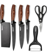 6PCS Knife Set, Kitchen Knife Set with Nonstick Diamond Coating, High Carbon
